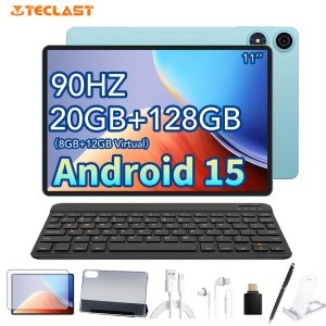 Teclast P50 11-inch Tablet with 90Hz Refresh Rate, 6GB/8GB RAM & 128GB ROM, Android 15, Dual SIM LTE, Metal Unibody, 8000mAh Battery, Type-C Charging, Keyboard, Case & Headphones Included, 10:1 Aspect Ratio, 1280x800 Display, USB OTG Support, 4G LTE Tablet, Multimedia Device, Modern Tablet, Durable Construction, Tablet, Pad, Tablet, Pad