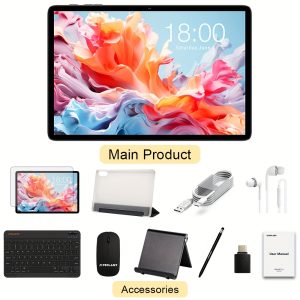 Teclast P30T Tablet New Android 15, 10.1-inch IPS Display, 12GB 4+8GB RAM 128GB ROM With With support 1TB TF Card, Unisoc T606 Octa-Core Mali-G57 GPU, 6000mAh Battery, Keyboard, Teclast Case, Tablet film, Headphones, Stylus, Holder