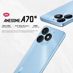 itel A70 blue 256GB+4GB, blue, 6.6-inch HD+ultra-narrow bottom frame+side fingerprint+flagship composite board appearance, 5000mAh long battery life+Type-C 10W fast charging Android 13, Smartphone, Mobile Device, Sleek Design, Modern Phone, Durable Build, Premium Materials, Android Phone, Fast Charging Device, Smartphone Users, Tech Enthusiasts