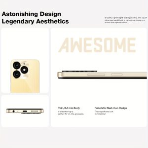 itel A70 256GB+4GB, Golden, 6.6-inch HD+ultra-narrow bottom frame+side fingerprint+flagship composite board appearance, 5000mAh long battery life+Type-C 10W fast charging (nocharger), Dual Sim Smartphone, Hd Display Phone, Ultrathin Frame, Stylish