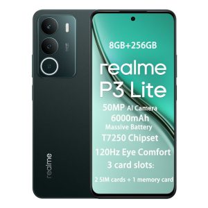 Realme P3 Lite | 8+256GB | 50MP AI Camera | 120Hz Eye Comfort Display | 6000mAh Large Battery | T7250 Chipset | Pulse Light | 2 SIM Cards + 1 Memory Card | Long Battery Life | Large Screen | Gaming Phone | Office Phone | Outdoor Phone