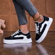 Women’S Casual Sneakers – Black & White Geometric Pattern, Low-Top Lace-Up Design, Synthetic Cover Upper & EVA Sole, Comfortable Fabric Lining for All-Season Wear, Ladies Sneakers